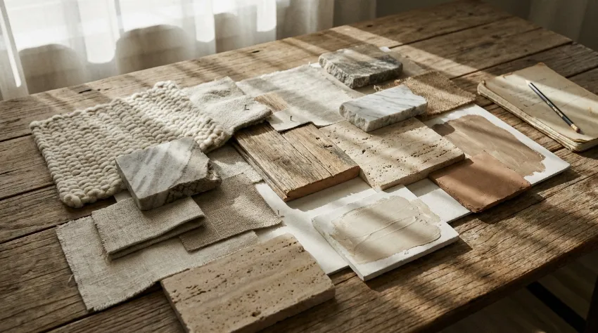 Vzorci materialov in barv za notranje oblikovanje